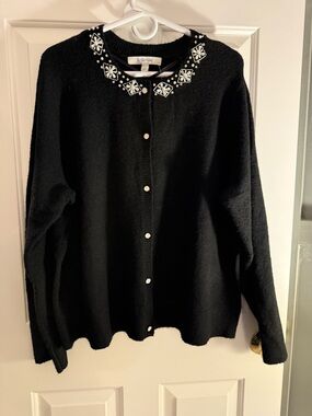 Torrid Belle Isle Black Embellished Crewneck Cardigan Sweater
